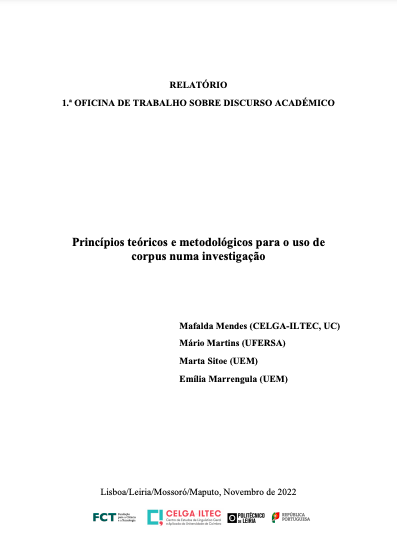 Capa do Relatório da 1.ª Oficina de Trabalho sobre Discurso Académico
